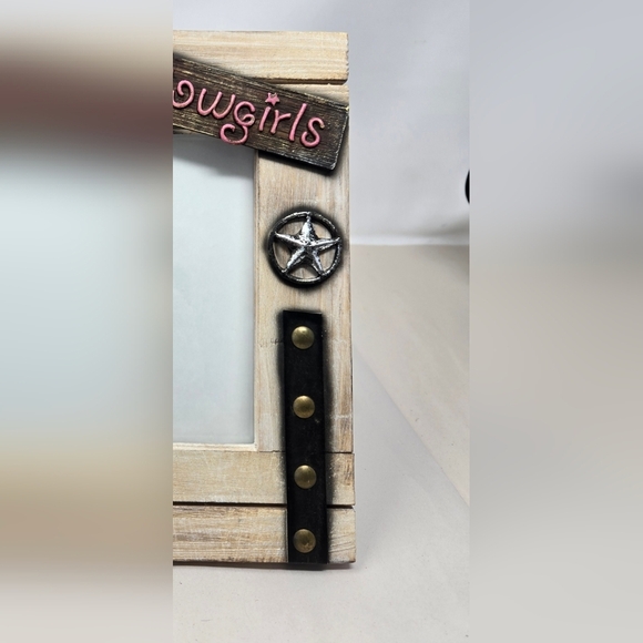 River Edge Products Light Wood Cowgirls Western Boots Texas Star Photo Frame - Picture 6 of 10
